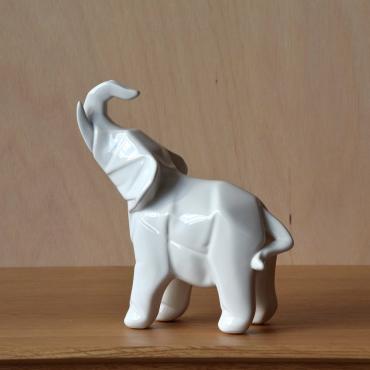 Elefantes de ceramica blanco brillo